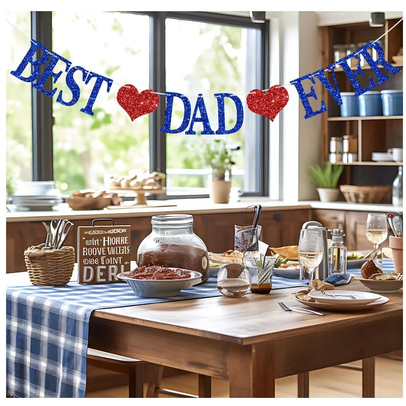 Best Dad Ever Happy Father’s Day Banner for Best Dad, Glitter Father's Day Party Decor Garland birthday decoration    Your Coastal Marketplace | Shoreshopper.com