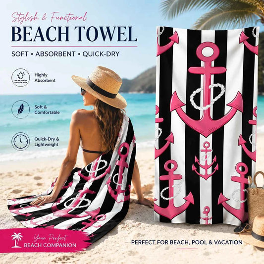 Beach Towel – Stylish, Soft & Absorbent with Quick-Dry Comfort, Perfect for Beach, Pool, Vacation, and Everyday Relaxation