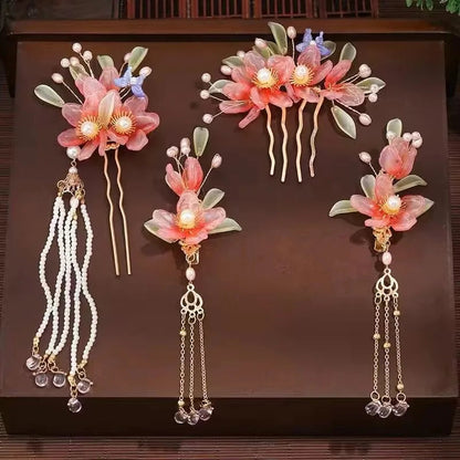 1 Set Ancient Headwear Hairpins Complete Super Immortal Made Headwear New Simple Pink flower Children's Ancient Headwear    Your Coastal Marketplace | Shoreshopper.com