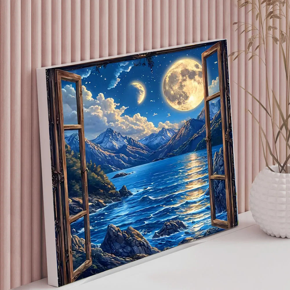 HUACAN Coloring By Numbers Mountain Landscape HandPainted Kits Home Decor Sea Painting Drawing Pictures By Numbers Diy Gift Art - ShoreCo.Shop