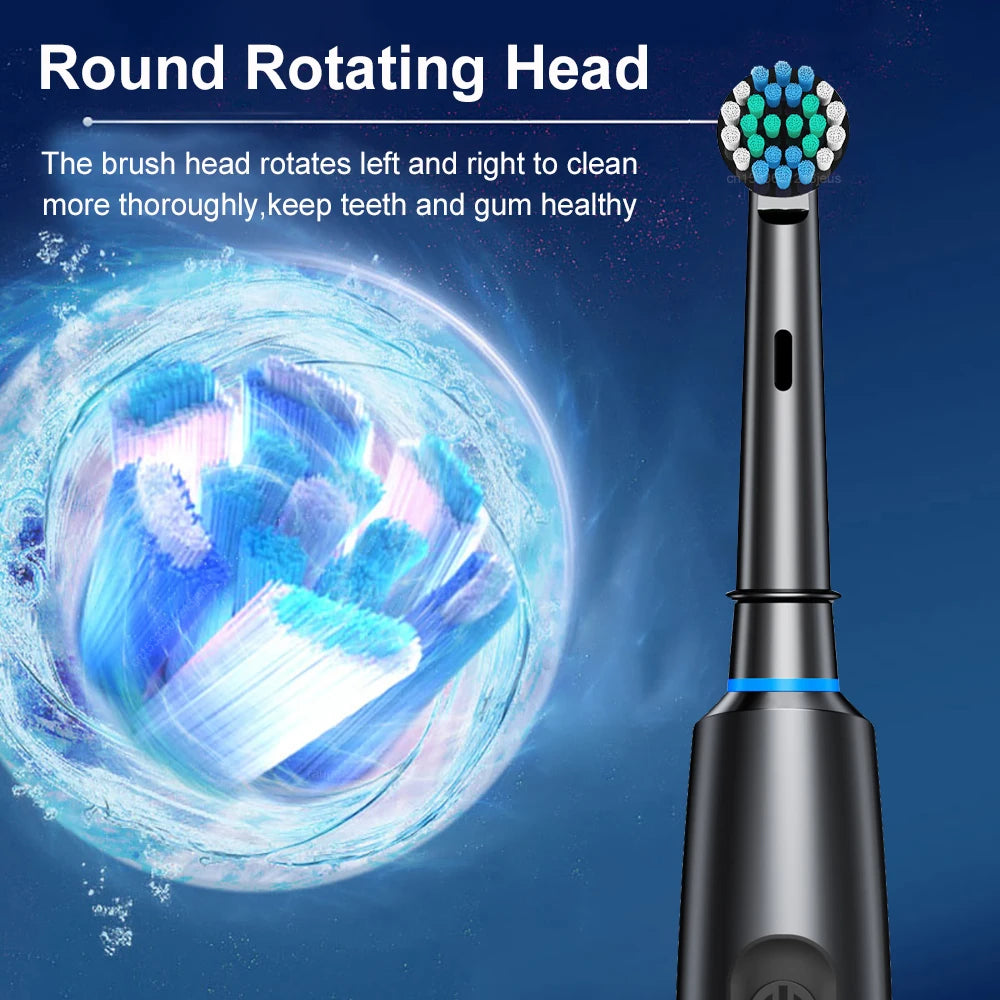 Electric Toothbrush Rotary Rechargeable Electric Toothbrush for Adults Rotating Electric Toothbrushes with 8 Soft Brush Heads - ShoreCo.Shop