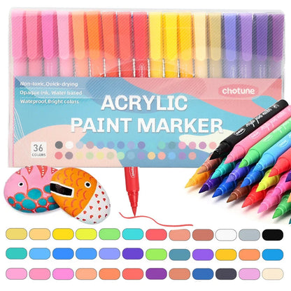 36 Colors Pastel Acrylic Paint Pens  Brush Markers for Wood Canvas Stone Rock Painting Glass Ceramic Fabric Metal Art Supplies    Home Decor Supply | Online Retail | ShoreShopper.com