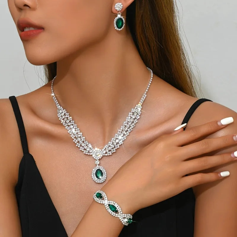 Elegant Bridal Jewelry Set Necklace Earrings with Sparkling Rhinestones Perfect for Weddings Parties    Home Decor Supply | Online Retail | ShoreShopper.com