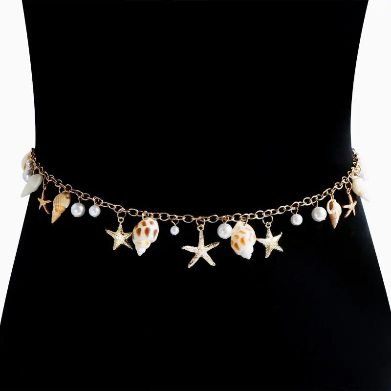 1Pc Boho Beach Shells Waist Chain Women's Starfish Pearl Tassel Pendant Belt Vacation Style Versatile Match Gift Accessories    Your Coastal Marketplace | Shoreshopper.com