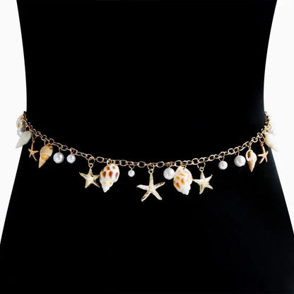 1Pc Boho Beach Shells Waist Chain Women's Starfish Pearl Tassel Pendant Belt Vacation Style Versatile Match Gift Accessories    Your Coastal Marketplace | Shoreshopper.com