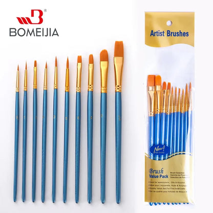 BOMEIJIA 10Pcs/Set Nylon Hair Paint Brush painting by numbers Tool brushes Watercolor Gouache Paint Brushes Drawing Art Supplies    Home Decor Supply | Online Retail | ShoreShopper.com