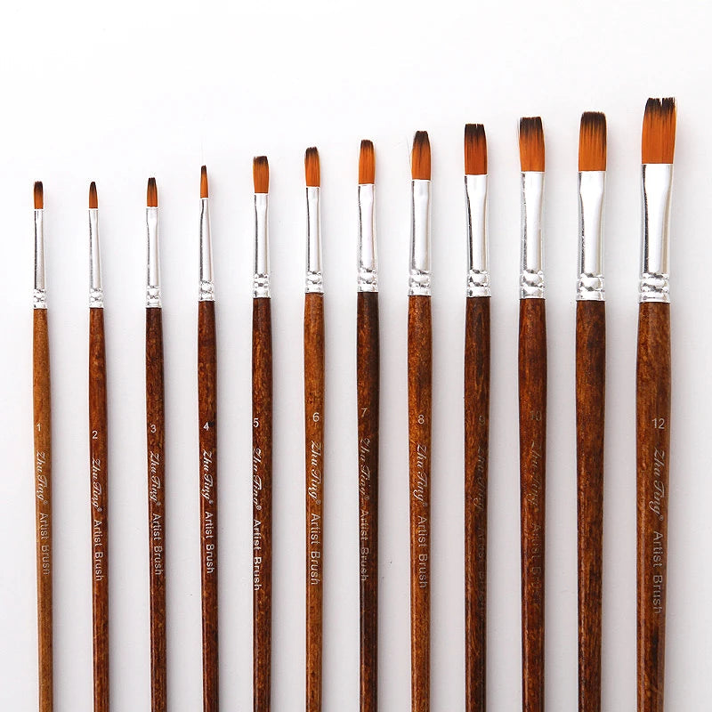 12 Pcs/set Nylon Hair Wooden Handle Watercolor Paint Brush Pen Set Learning DIY Oil Acrylic Painting Art Paint Brushes Supplies    Home Decor Supply | Online Retail | ShoreShopper.com