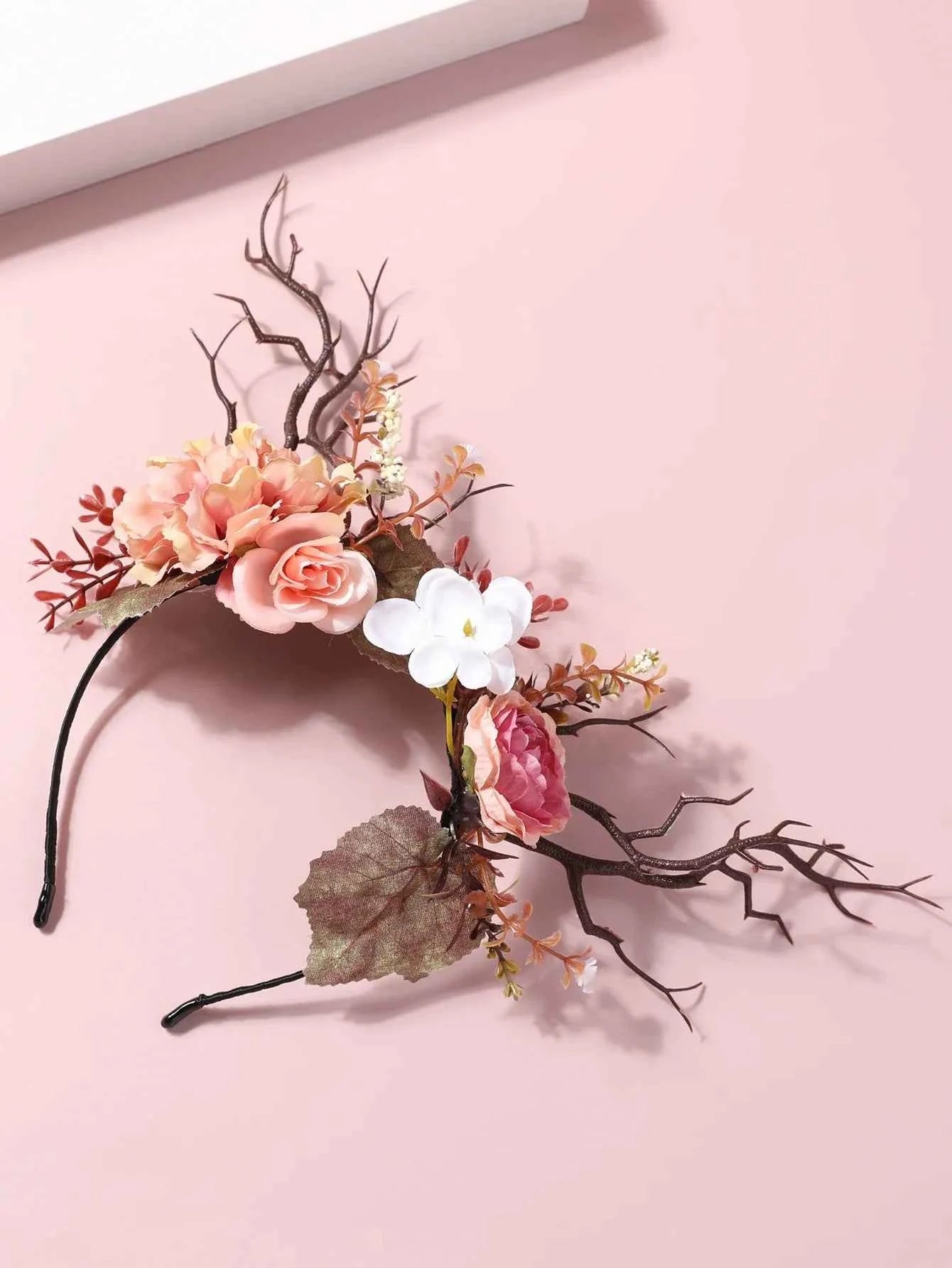 Deer Horn Hair Hoop Children's Fairy Headwear Female Branch Flower Headwear Accessories