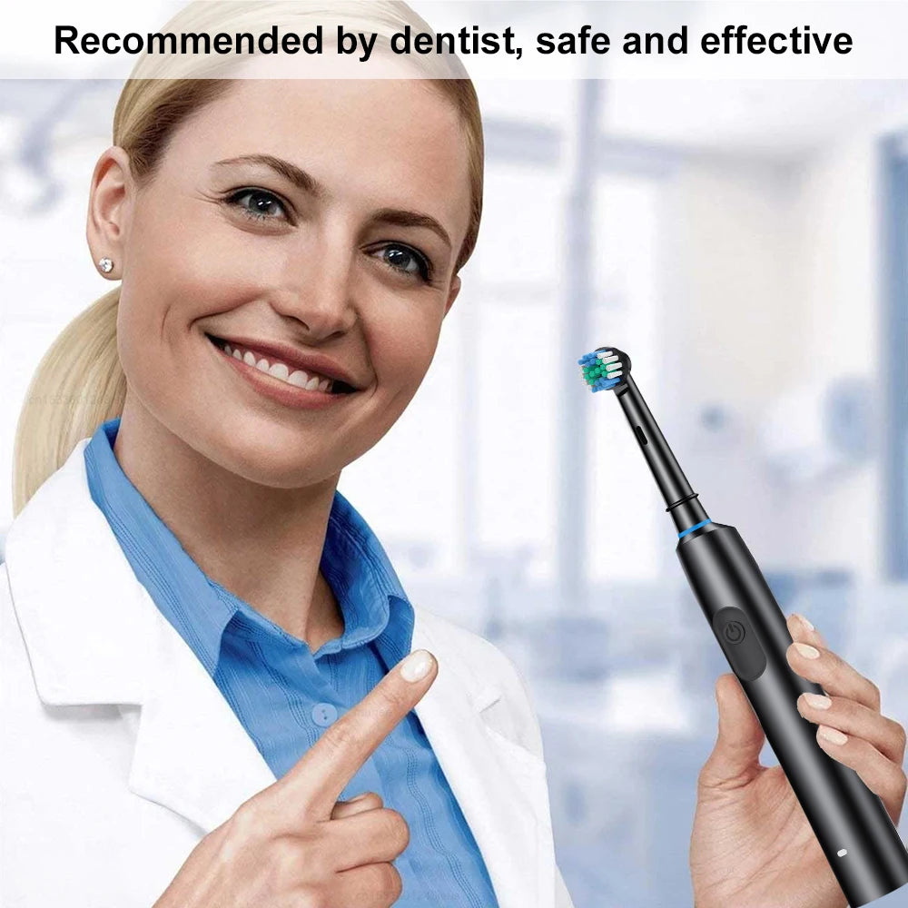 Electric Toothbrush Rotary Rechargeable Electric Toothbrush for Adults Rotating Electric Toothbrushes with 8 Soft Brush Heads - ShoreCo.Shop