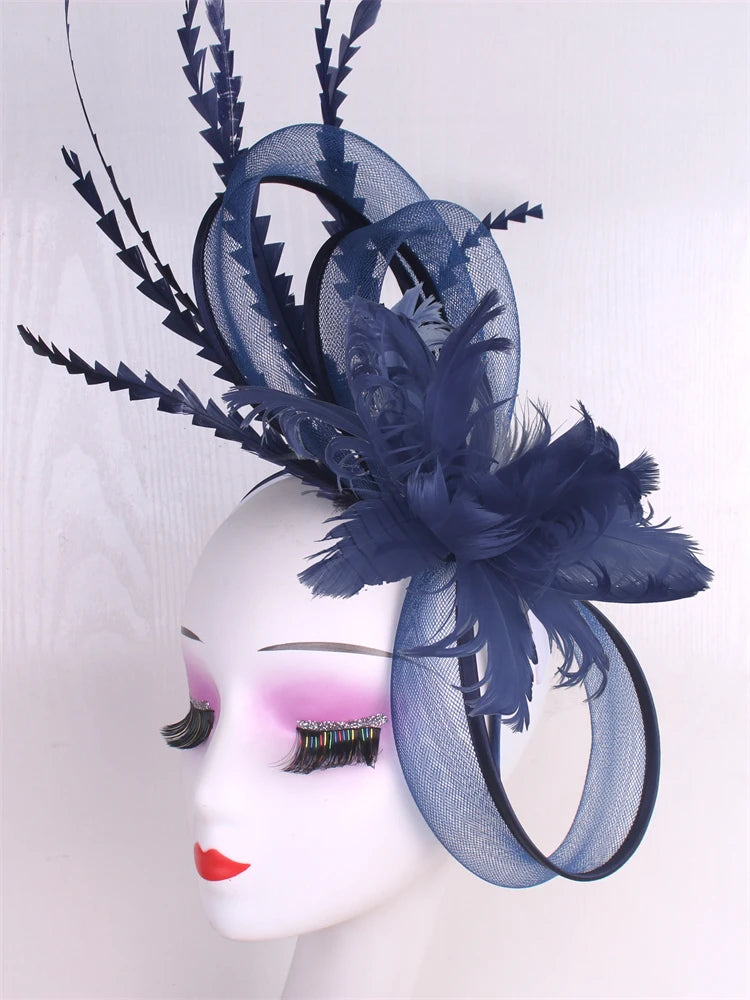 Light blue feather headwear, women's formal event Derby headwear, elegant ladies' hat, fashionable wedding headwear hat    Your Coastal Marketplace | Shoreshopper.com
