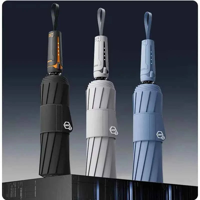 Mechanical handle umbrella, widened strap umbrella, automatic umbrella, large, sturdy, wind resistant, men's minimalist umbrella