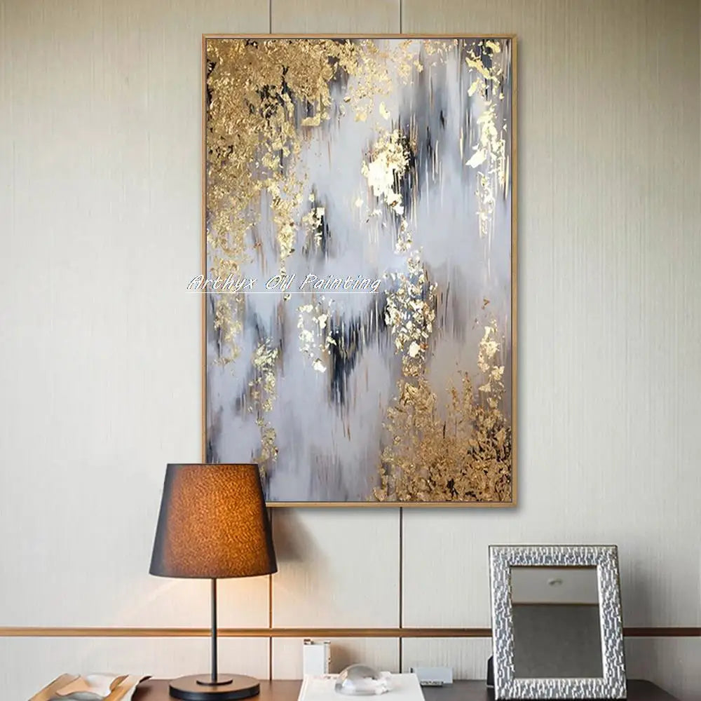 Arthyx,Handpainted Texture Abstract Golden Oil Paintings,Modern Canvas Art Large Wall Pictures Living Room Decor Home Decoration    Home Decor Supply | Online Retail | ShoreShopper.com