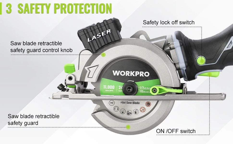 WORKPRO 20V Cordless Electric Circular Saw With Laser For Wood Ceramic Tile 115 mm Saw Blade 710W Electric Circular Saw No Laser    Home Decor Supply | Online Retail | ShoreShopper.com