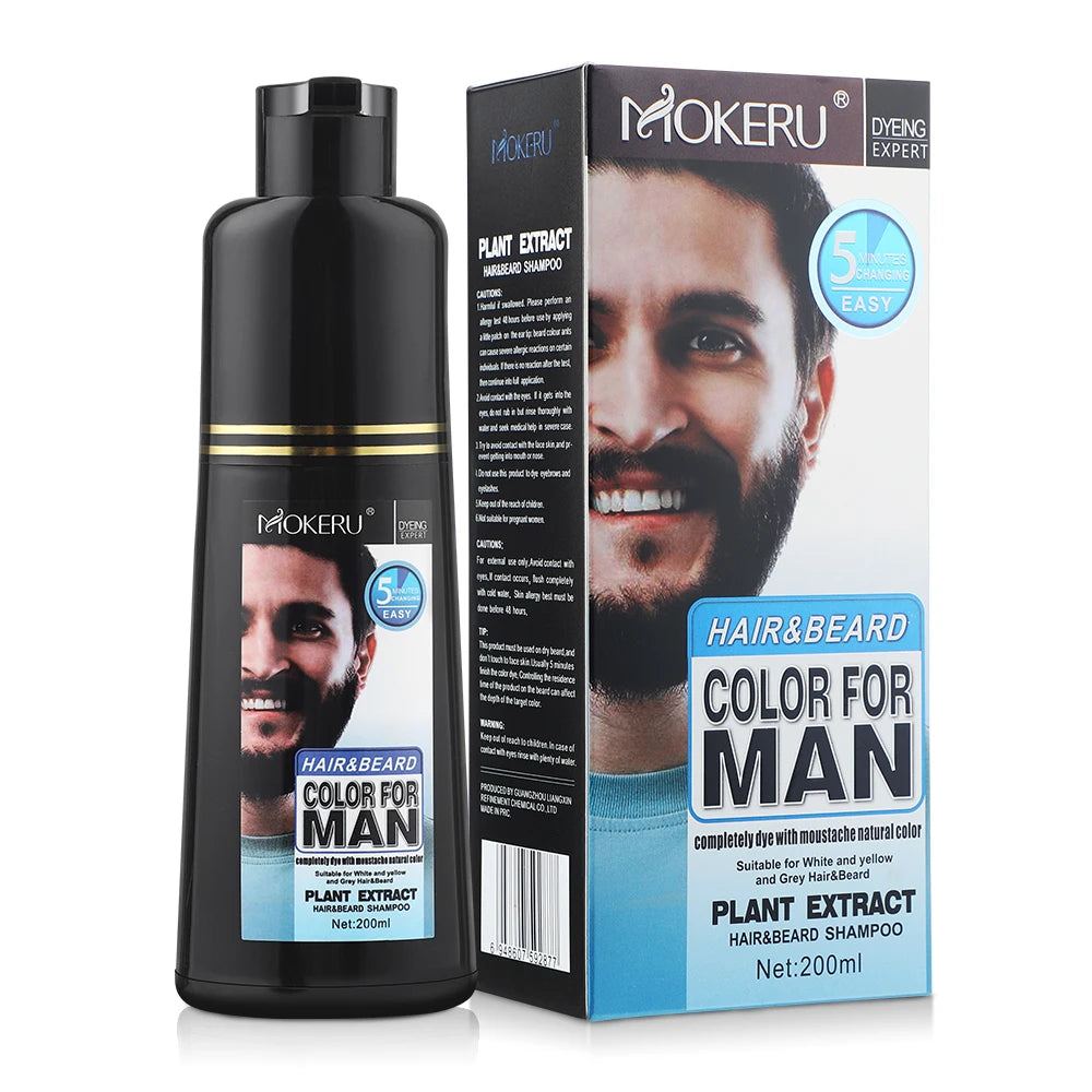 Natural Permanent Beard Dye Shampoo Repair White Grey Hair Removal Instant Mustache Dying Blacking Fast Beard Coloring for Men - ShoreCo.Shop