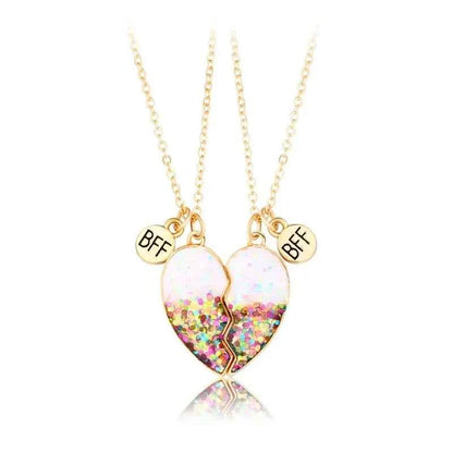 Cute 2 Pcs BFF Necklace Heart Pendant Best Friend Necklace Fashion Couple Chain Necklace Children Friendship Jewelry