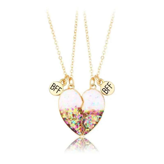 Cute 2 Pcs BFF Necklace Heart Pendant Best Friend Necklace Fashion Couple Chain Necklace Children Friendship Jewelry