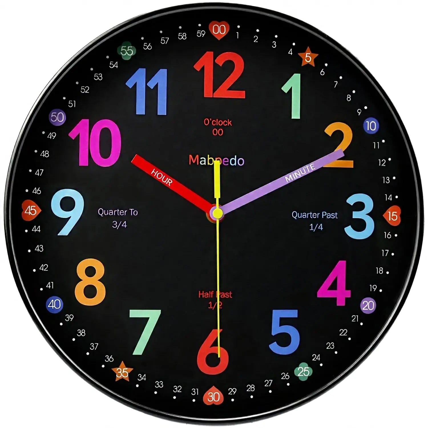 Early Education Wall Clock Colorful Number Kids Learning Time for School Classroom Bedrooms Silent Analog Clock 8/10/12 Inch    Home Decor Supply | Online Retail | ShoreShopper.com
