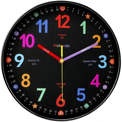 Early Education Wall Clock Colorful Number Kids Learning Time for School Classroom Bedrooms Silent Analog Clock 8/10/12 Inch    Home Decor Supply | Online Retail | ShoreShopper.com