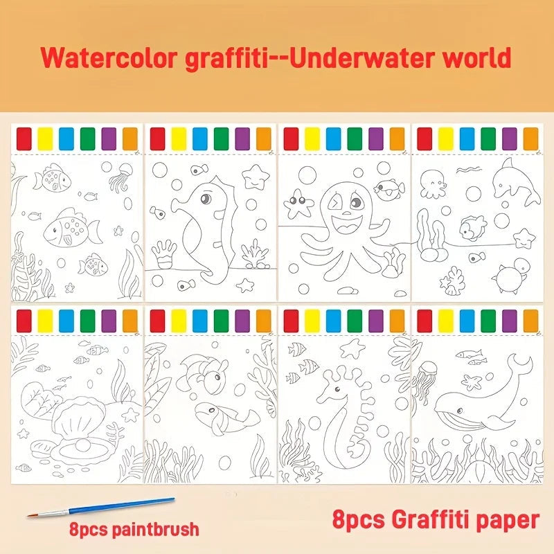 A Set of Art Tools, Including 8 Pieces of Art Paper, 8 Brushes,and 6 Colors of Paint,Suitable for Students and DIY Handmade Sets    Home Decor Supply | Online Retail | ShoreShopper.com