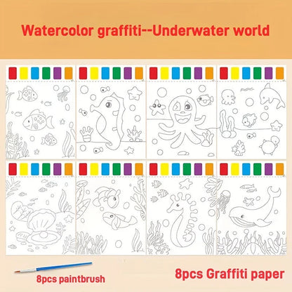 A Set of Art Tools, Including 8 Pieces of Art Paper, 8 Brushes,and 6 Colors of Paint,Suitable for Students and DIY Handmade Sets    Home Decor Supply | Online Retail | ShoreShopper.com