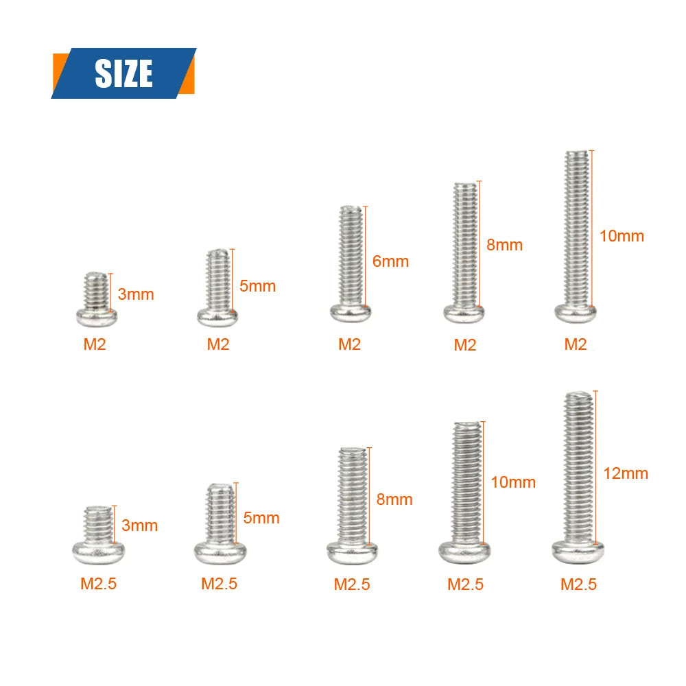 M1 M1.2 M1.4 M1.6 M2.5 M3 304 Stainless Steel Round Head Cross Small Screw Set Metric Thread Machine Bolt Assortment Kit Set    Home Decor Supply | Online Retail | ShoreShopper.com