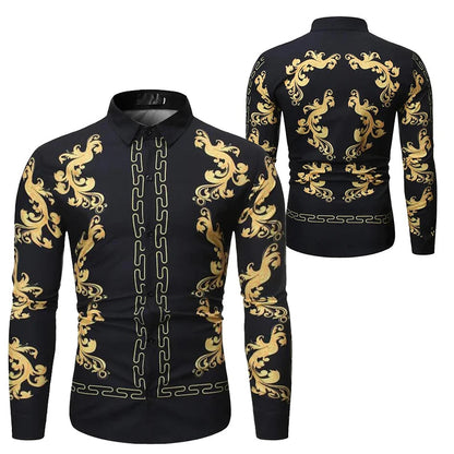 Baroque Floral Royal Shirts Men Luxury Print Designer Tops Paisley Pattern Flowers Fashion Western Long Sleeve Shirt Camisas    Home Decor Supply | Online Retail | ShoreShopper.com