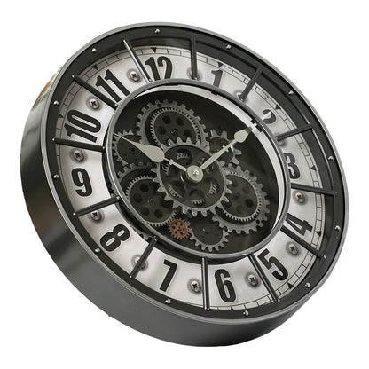 Retro Industrial Roman Wall Clock  Gear Rotation Clock Living Room Decorative Wall Clock Stylish Silent Wall Clock Quartz Clock    Home Decor Supply | Online Retail | ShoreShopper.com