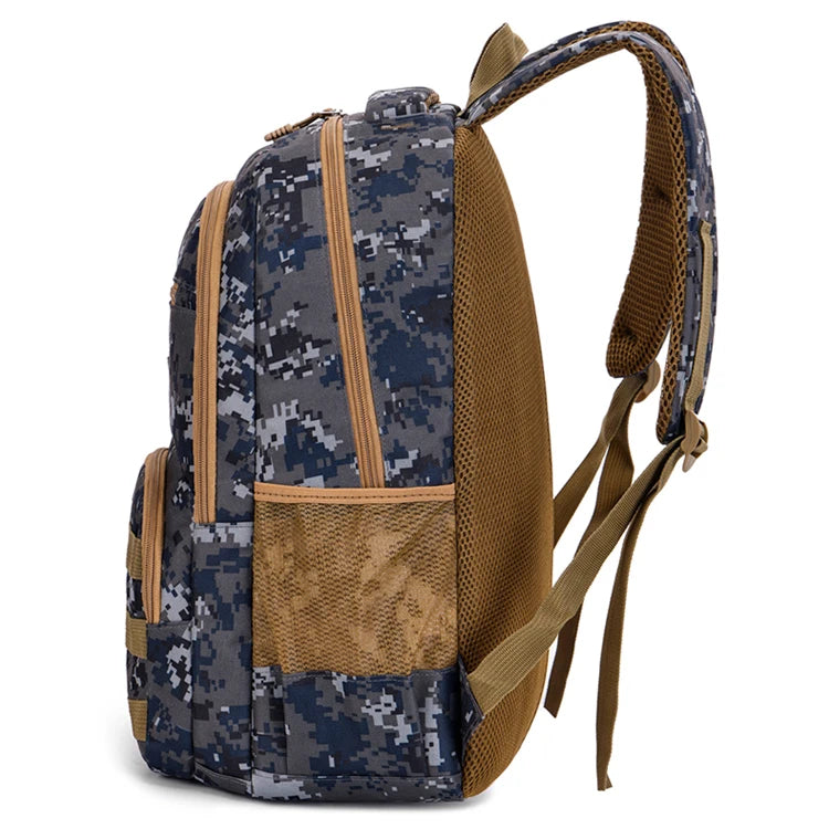 Camouflage large-capacity backpack - adjustable shoulder strap, outdoor theme style, zipper closure, ideal for hiking - ShoreCo.Shop