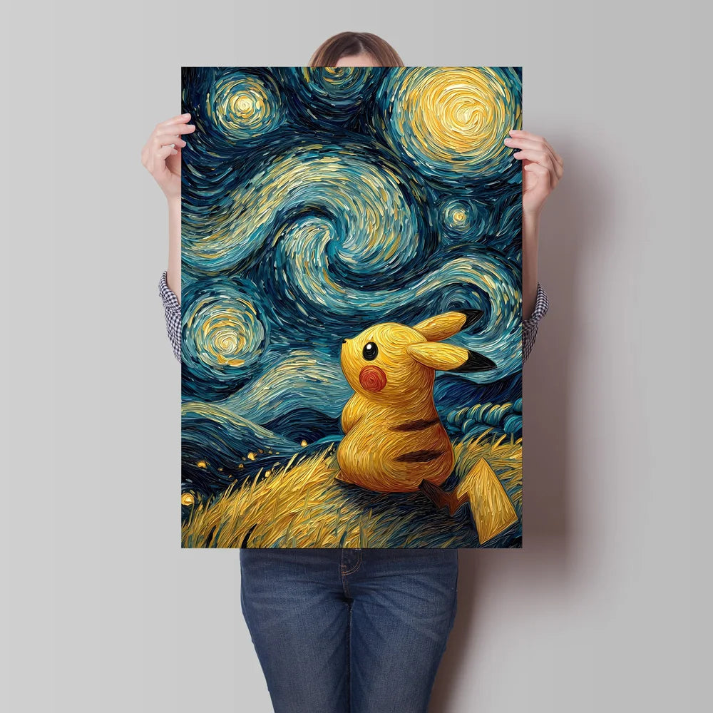 Van Gogh Style Pokemon Pikachu Wall Decoration Multiple Characters Are Available Creating A Unique Artistic Space for Your Home    Home Decor Supply | Online Retail | ShoreShopper.com