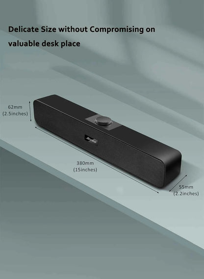 B Computer Speakers with 3.5 mm Aux, Small PC Speakers Powered by USB, USB Soundbar for Monitor，Wired USB Desktop Speaker,