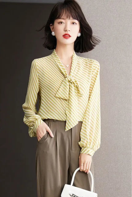 Striped Women's Shirt And Blouse Casual Youth Clothing Trend 2025 Novelty Streetwear Vintage Modern Long New V Neck Female Tops    Your Coastal Marketplace | Shoreshopper.com