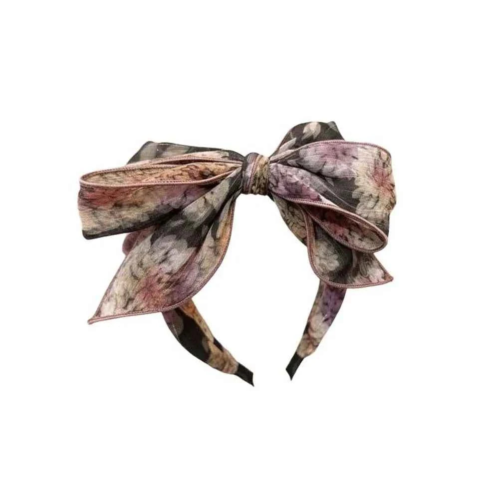 Headwear Three-layer Bow Headband ABS Creative Bownot Wide Hair Hoop Rose Contrasting Colors Floral Printed Hairband Wash Face