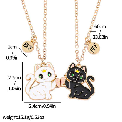 Best Friend Necklace for 2 Gifts Friendship Pendant Necklaces Matching Magnetic Cat BFF Necklace for 2 Girls