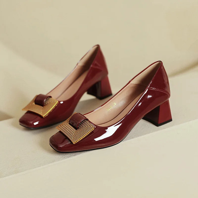 Women's Shoes 2025 New Summer Thick Heels Non Slip High Heels Women Square Head Elegant Middle Wedding Pumps High Quality    Your Coastal Marketplace | Shoreshopper.com