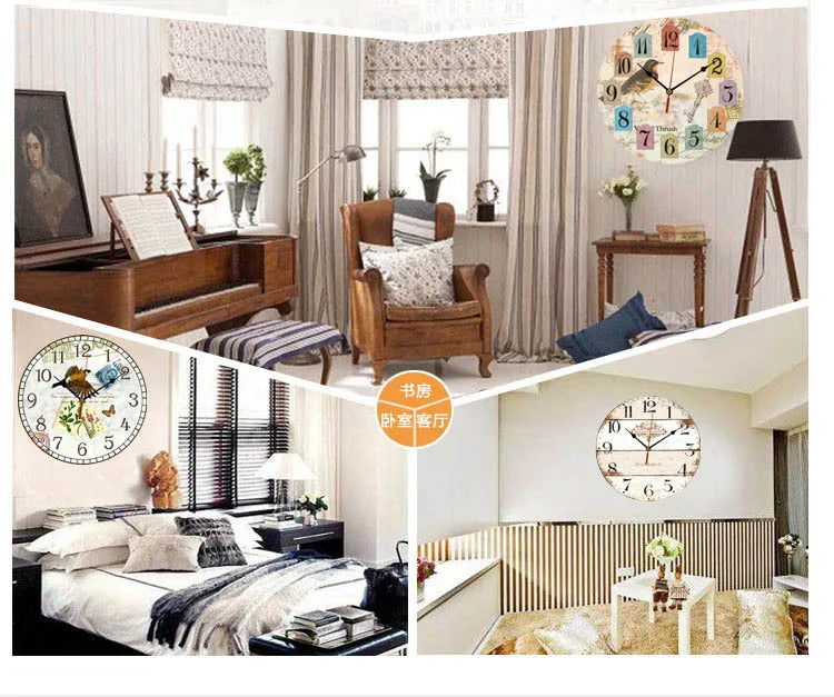 Creative wooden wall clock 30cm MDF density board silent quartz clock    Home Decor Supply | Online Retail | ShoreShopper.com