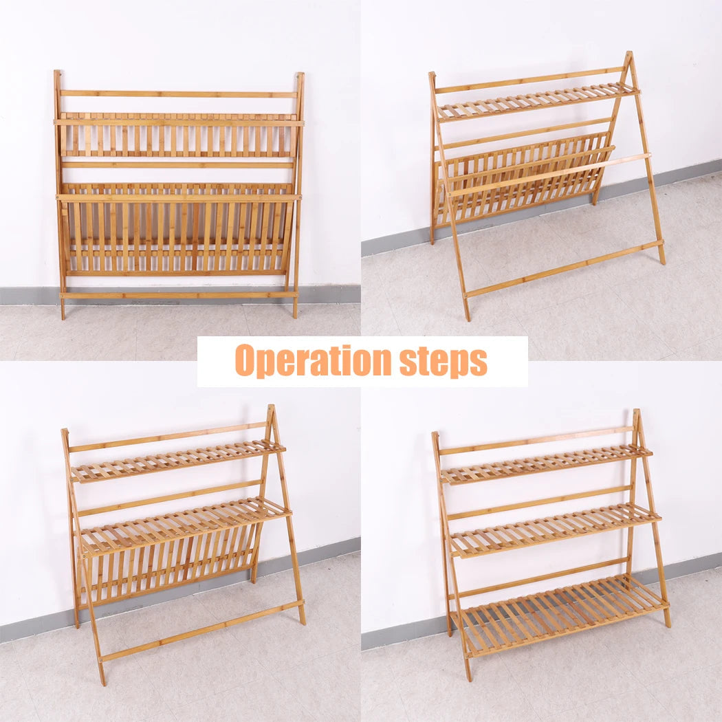 Bamboo Ladder Plant Stand Foldable Flower Pot Display Stand    Home Decor Supply | Online Retail | ShoreShopper.com