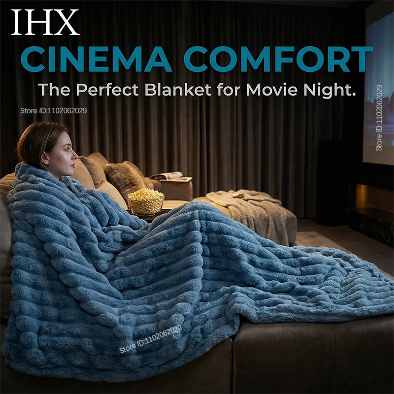 IHX Solid Color Imitation Rabbit Plush Milk Plush Thickened Thermal Leisure Home Blanket Office Nap Blanket, Custom Blanket Size    Your Coastal Marketplace | Shoreshopper.com