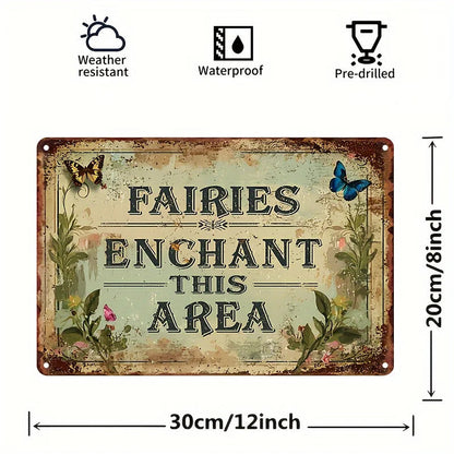 Enchanted Fairy Garden Metal Sign (8"x12") - Whimsical Wall Art with Butterflies & Flowers for Magical Home Decor    Home Decor Supply | Online Retail | ShoreShopper.com