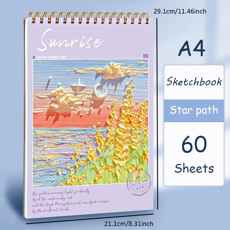 A4 Sketchbook 160 GSM 60 Sheets Drawing Paper Art Book for Artist Watercolor Oil Painting Stationery Students School Supplies    Home Decor Supply | Online Retail | ShoreShopper.com
