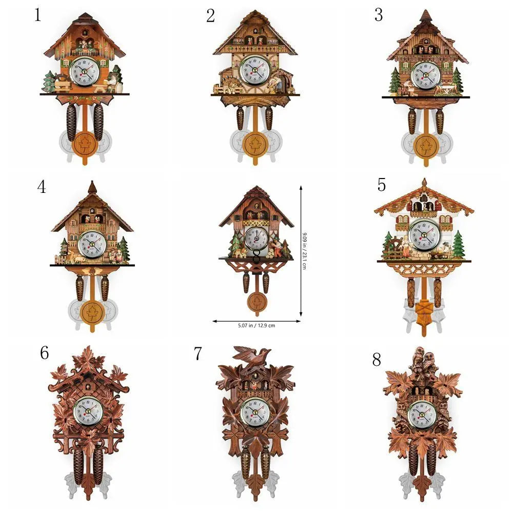 Forest Tower Wood Pendulum Vintage Clocks Vintage Silent Wood Wall Clock Wooden 3D Chiming 3D Chiming Clock Housewarming Gift    Home Decor Supply | Online Retail | ShoreShopper.com