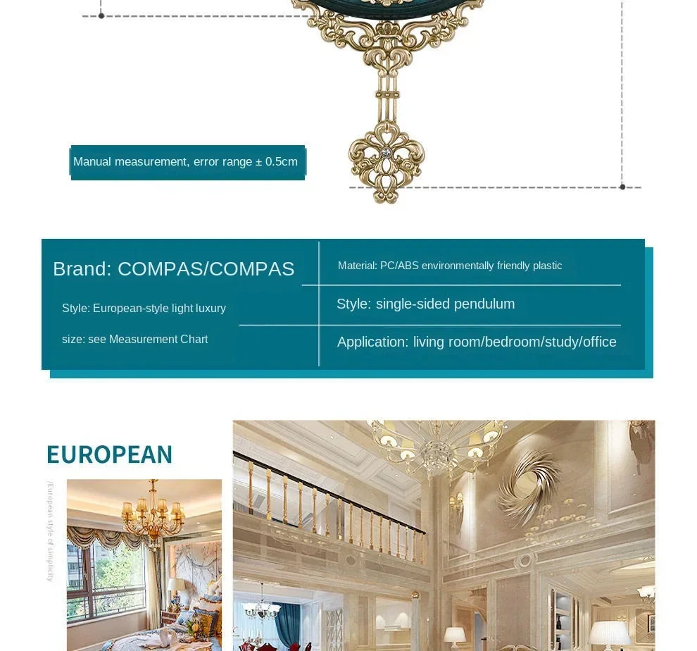Retro European Style Wall Clock Watch Living Room Mute Pendulum Clock Elegant Taste Family Gift Art Decoration    Home Decor Supply | Online Retail | ShoreShopper.com