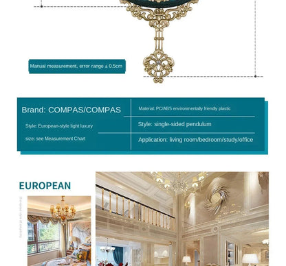 Retro European Style Wall Clock Watch Living Room Mute Pendulum Clock Elegant Taste Family Gift Art Decoration    Home Decor Supply | Online Retail | ShoreShopper.com