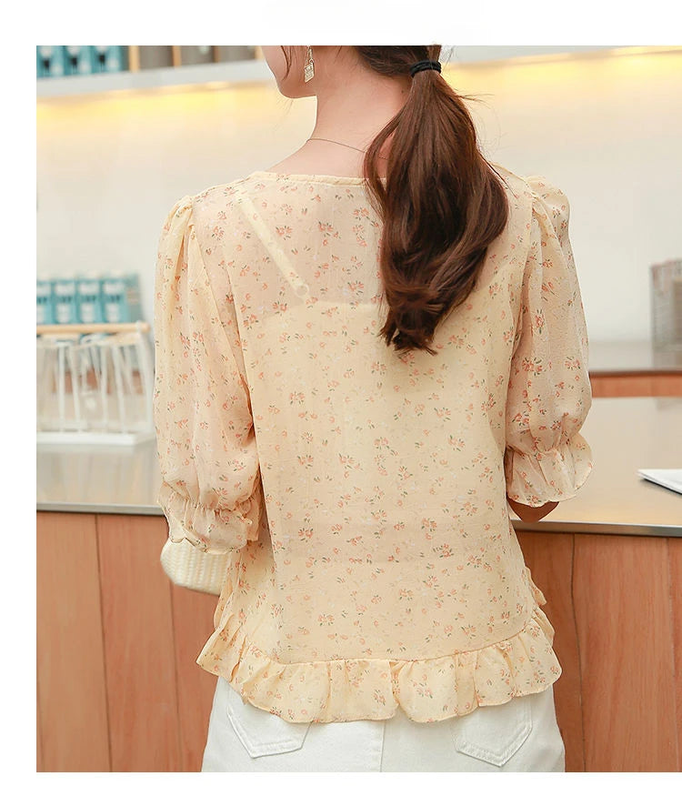 Shirts & Blouses for Women Simple Woman Top Ruffleswith Print New Collection 2025 Fashion Korea Stylish Summer Novelties M Tall    Your Coastal Marketplace | Shoreshopper.com