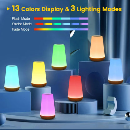 13 Color Changing Night Light Remote Control Touch USB Rechargeable RGB Night Lamp Dimmable Lamp Portable Table Bedside Lamp - ShoreCo.Shop