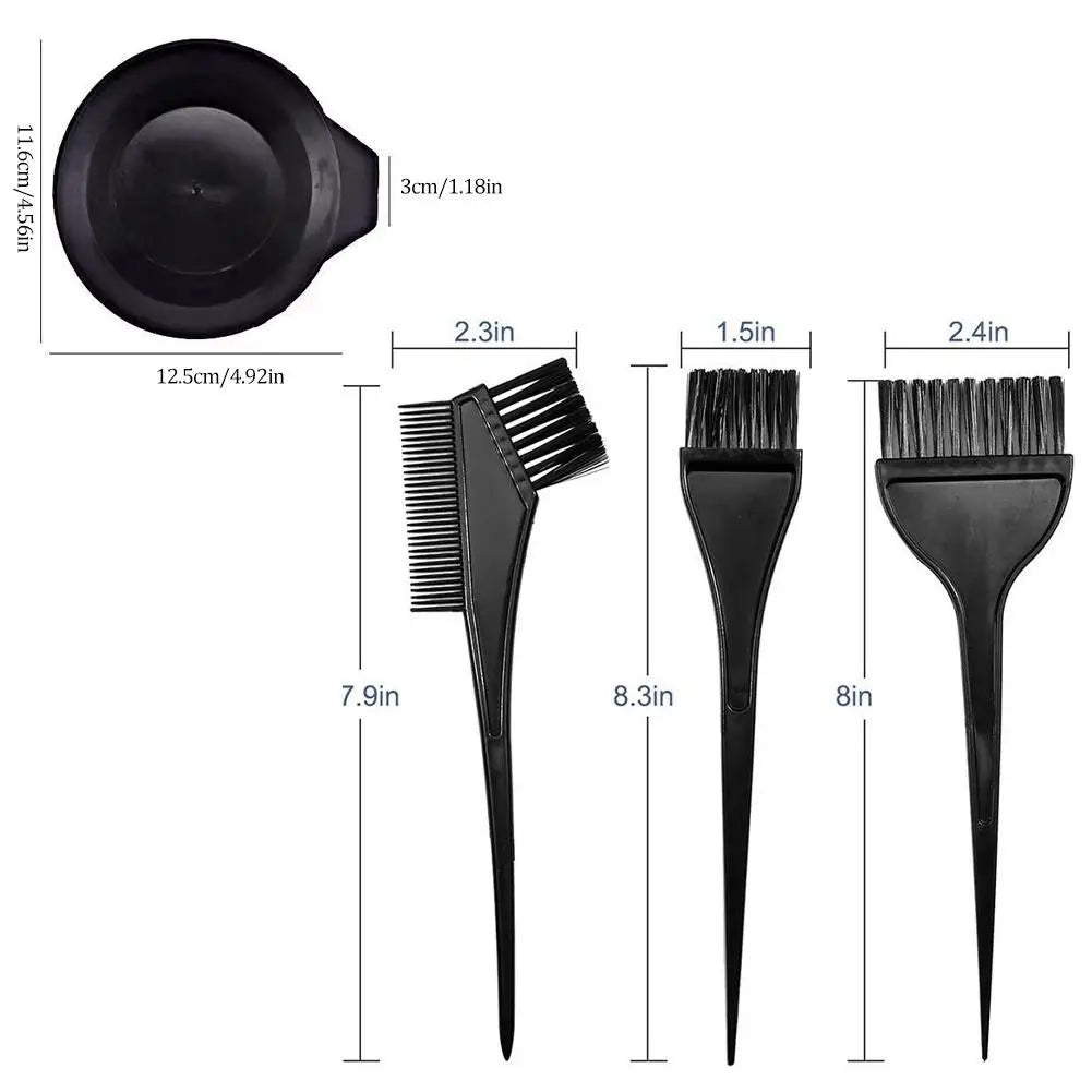 4Pcs Home Salon Hair Dyeing Brush Set Hair Dyeing Cream Bowl Coloring Brush Comb Kits Hair Tint Applicator Barber Styling Tool - ShoreCo.Shop
