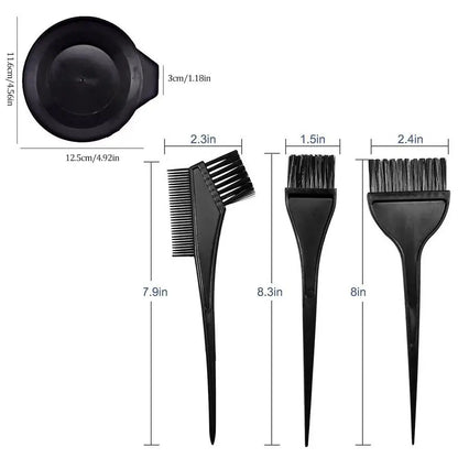 4Pcs Home Salon Hair Dyeing Brush Set Hair Dyeing Cream Bowl Coloring Brush Comb Kits Hair Tint Applicator Barber Styling Tool - ShoreCo.Shop