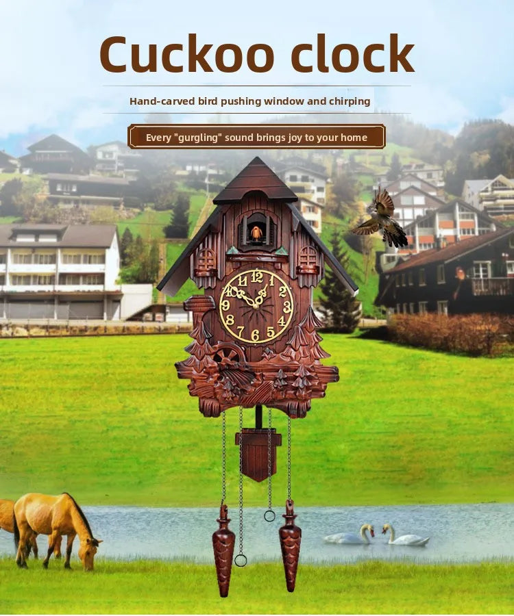Wooden Handcrafted Cuckoo Clock for Wall with Cuccu Chimes and Swing Pendulum for Home Nordic  Decor Solid Wood Cuccu Watch    Home Decor Supply | Online Retail | ShoreShopper.com