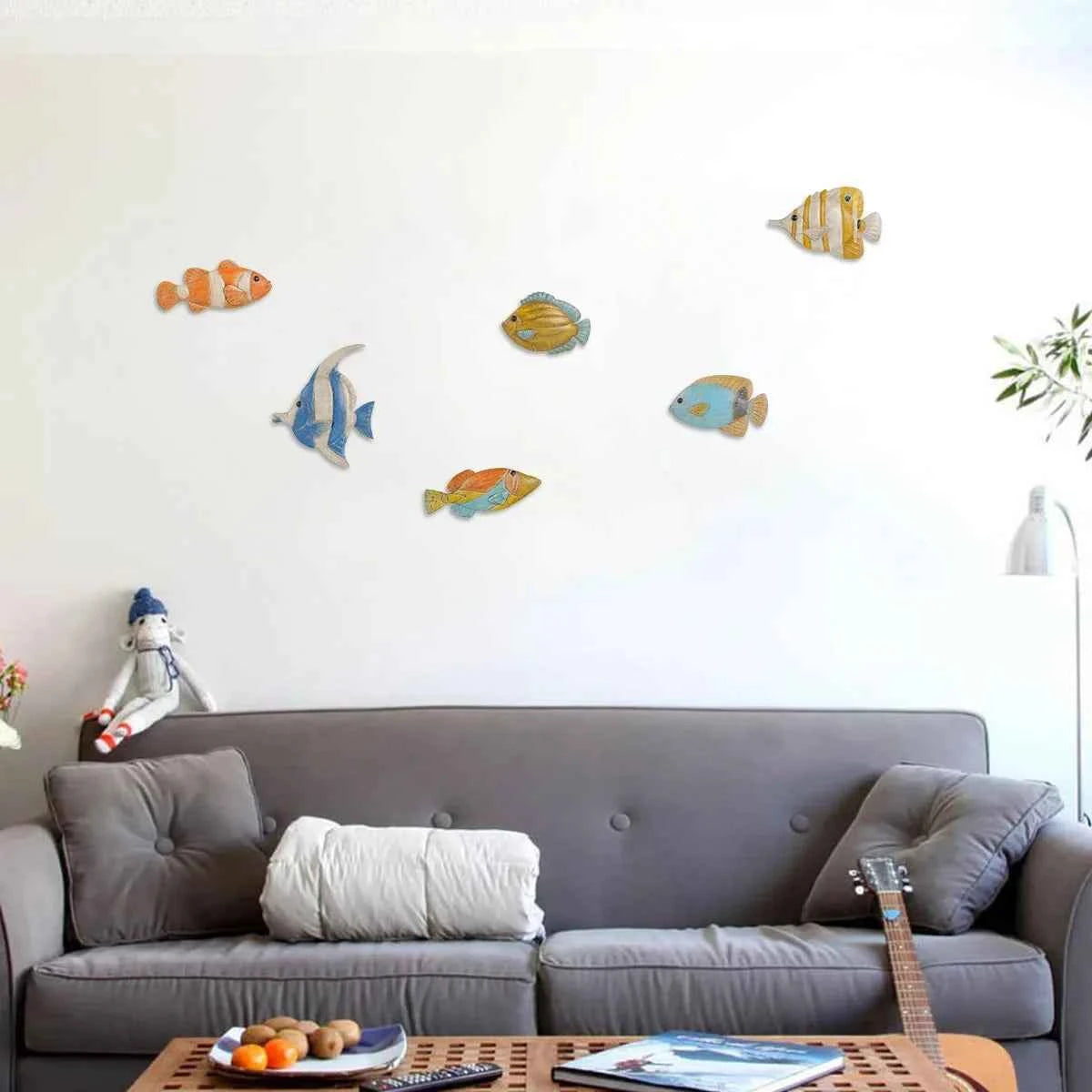 Fish Wall Hanging Iron Wall Decor Creative Ornament Craft Wall Setting Marine Life Home Decoration Accessories
