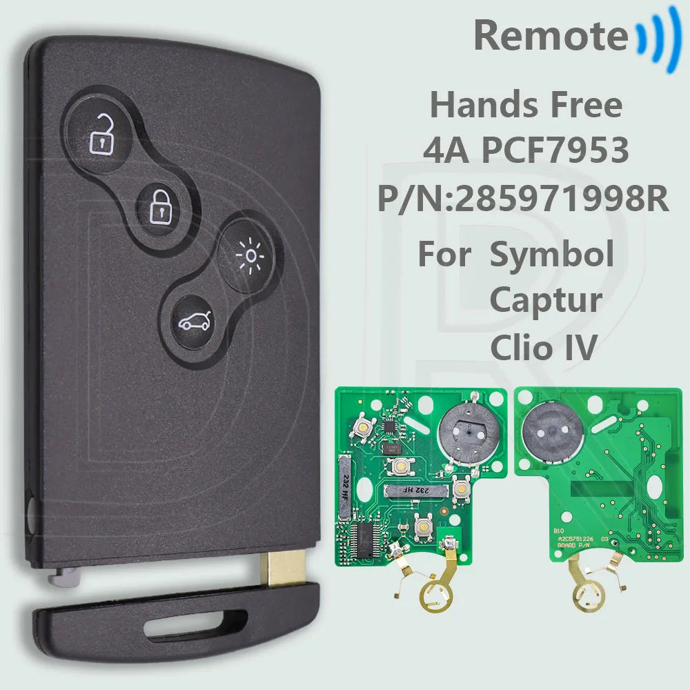 DR Half Smart/Hands Free ID46 4A PCF7953M Smart Car Remote Key For Renault Megane Laguna Grand Scenic Fluence Clio IV Captur - ShoreCo.Shop