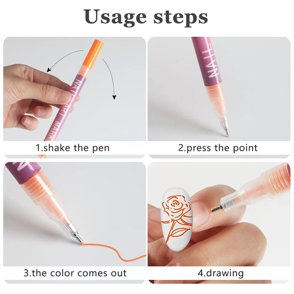Nail Art Graffiti Pen Nail Acrylic Paint Pen Waterproof Painting Lines Pencil DIY Drawing Abstract Design Nail Accessories    Home Decor Supply | Online Retail | ShoreShopper.com